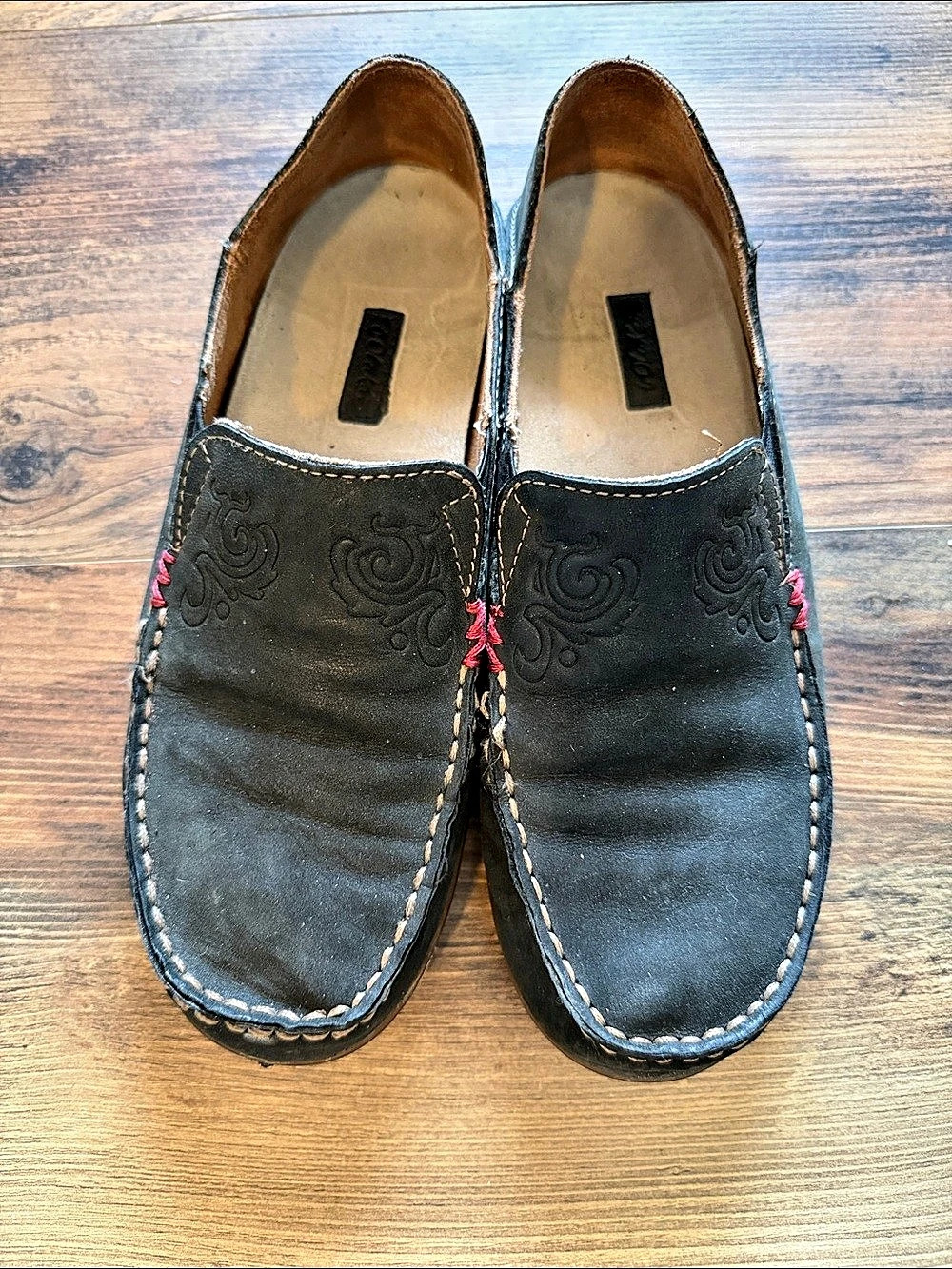 OluKai Nohea Moku Convertible Leather Moccasins/Mules Black US W6 / EU 36